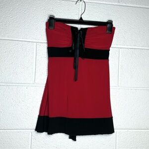 < Vintage Body Central Red & Black Strapless Top >